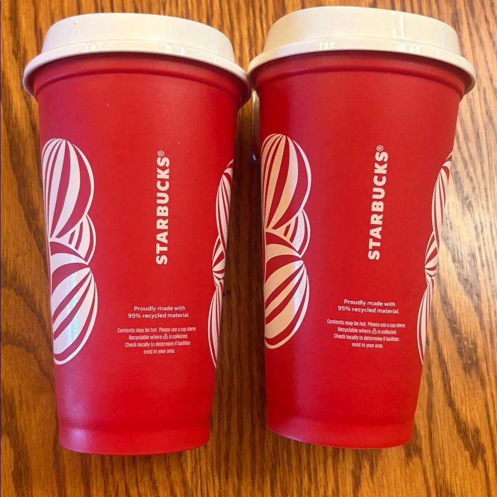 3 Starbucks Reusable Holiday Red Christmas Cups 16oz from 2024
